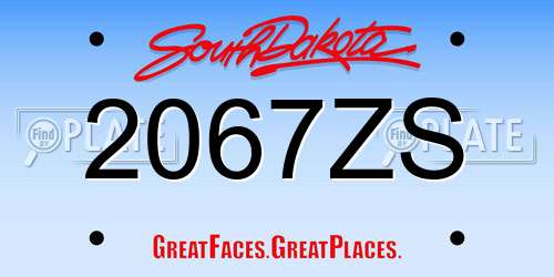 2067ZS South Dakota License Plate