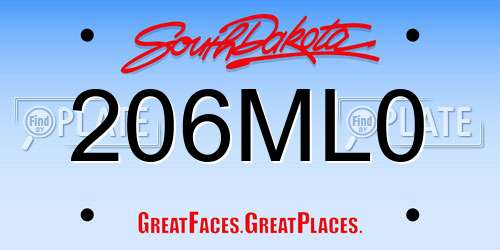 206ML0 South Dakota License Plate