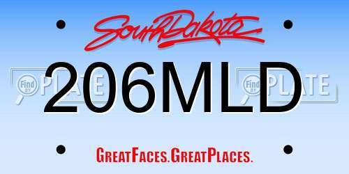 206MLD South Dakota License Plate