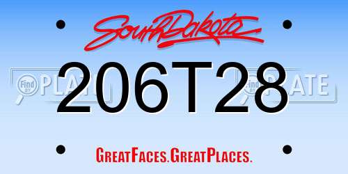 206T28 South Dakota License Plate