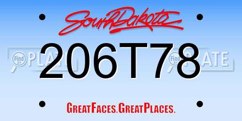206T78 South Dakota License Plate