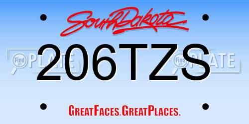 206TZS South Dakota License Plate