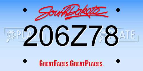 206Z78 South Dakota License Plate
