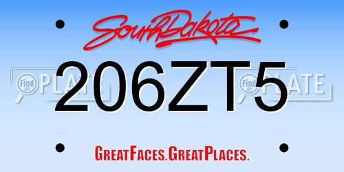 206ZT5 South Dakota License Plate