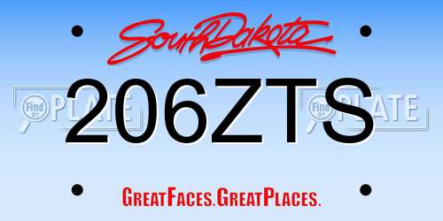206ZTS South Dakota License Plate