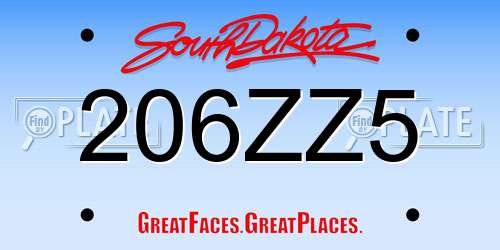 206ZZ5 South Dakota License Plate