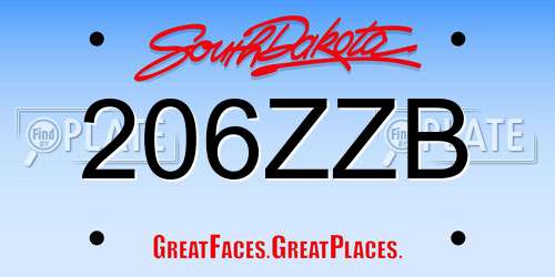 206ZZB South Dakota License Plate