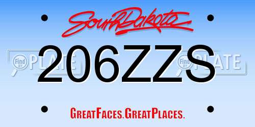 206ZZS South Dakota License Plate
