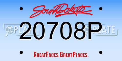 20708P South Dakota License Plate