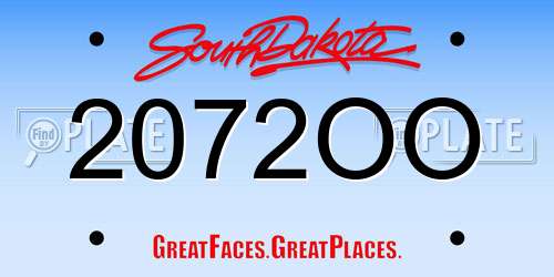 2072OO South Dakota License Plate