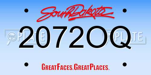 2072OQ South Dakota License Plate