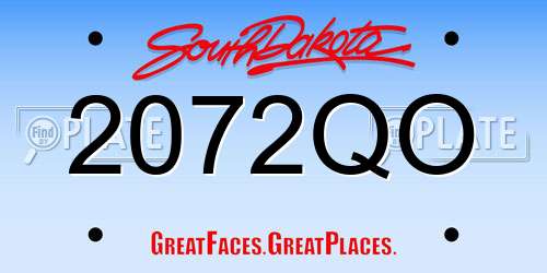 2072QO South Dakota License Plate