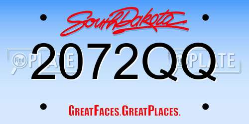 2072QQ South Dakota License Plate