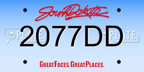 2077DD South Dakota License Plate