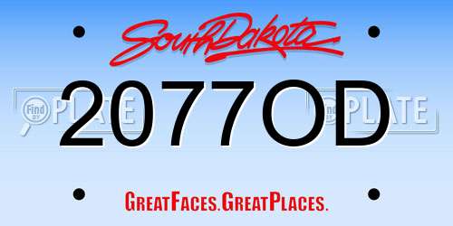2077OD South Dakota License Plate