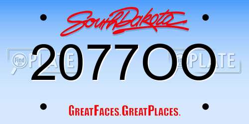 2077OO South Dakota License Plate