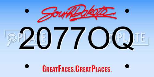 2077OQ South Dakota License Plate