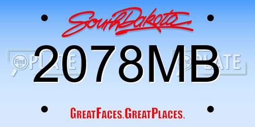 2078MB South Dakota License Plate