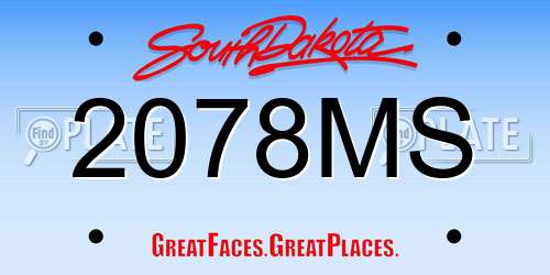 2078MS South Dakota License Plate