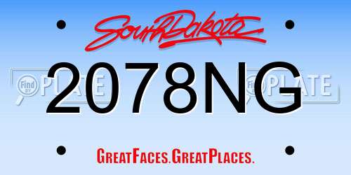 2078NG South Dakota License Plate