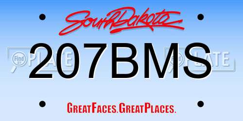 207BMS South Dakota License Plate