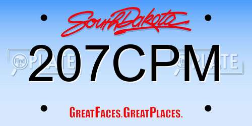 207CPM South Dakota License Plate