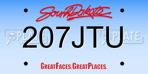207JTU South Dakota License Plate