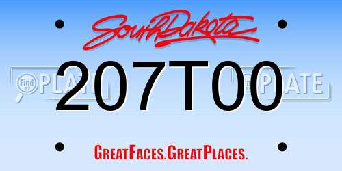207T00 South Dakota License Plate
