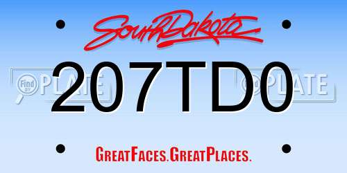 207TD0 South Dakota License Plate