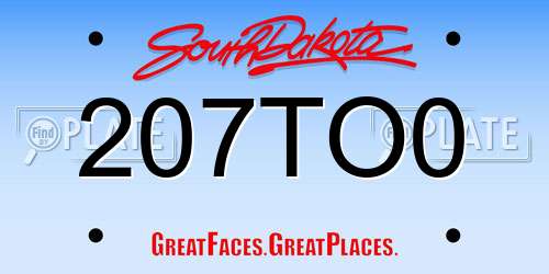 207TO0 South Dakota License Plate