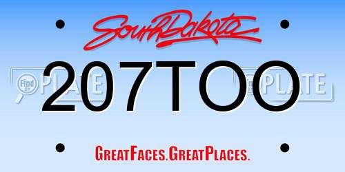 207TOO South Dakota License Plate