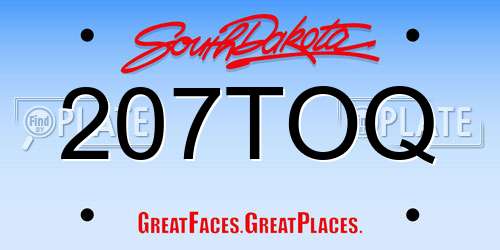 207TOQ South Dakota License Plate