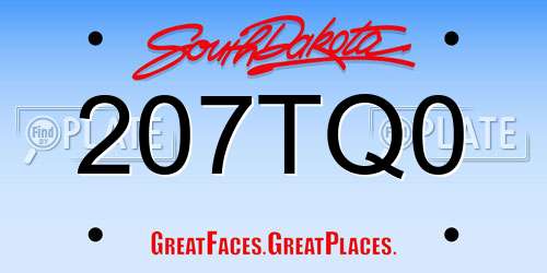 207TQ0 South Dakota License Plate