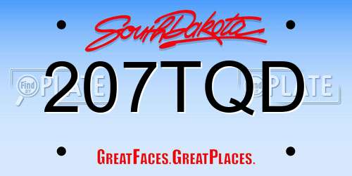 207TQD South Dakota License Plate