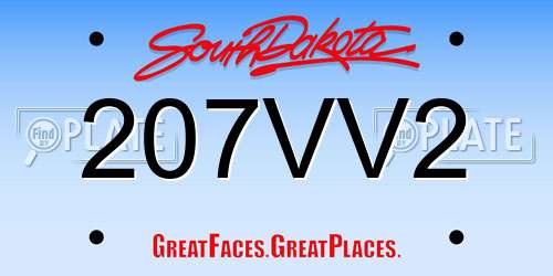 207VV2 South Dakota License Plate