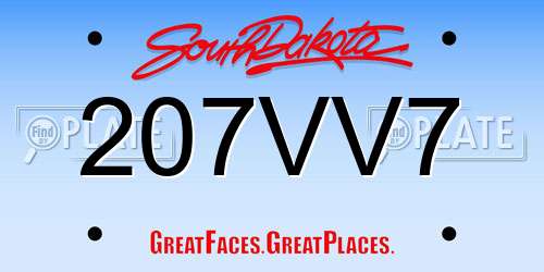 207VV7 South Dakota License Plate