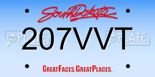 207VVT South Dakota License Plate