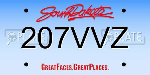 207VVZ South Dakota License Plate