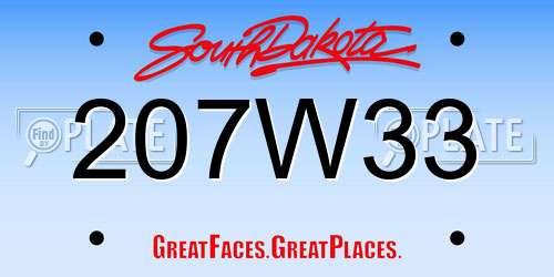 207W33 South Dakota License Plate