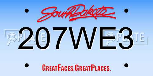207WE3 South Dakota License Plate