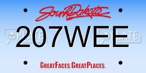 207WEE South Dakota License Plate