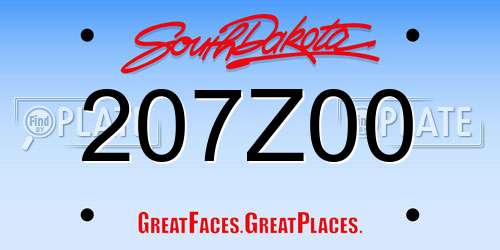 207Z00 South Dakota License Plate