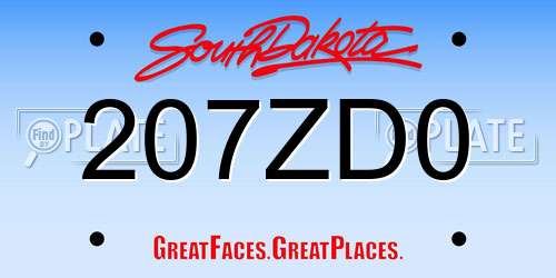 207ZD0 South Dakota License Plate