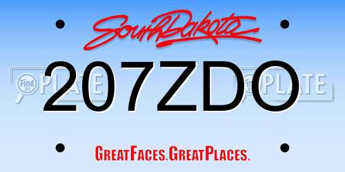 207ZDO South Dakota License Plate