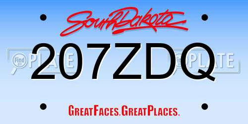 207ZDQ South Dakota License Plate
