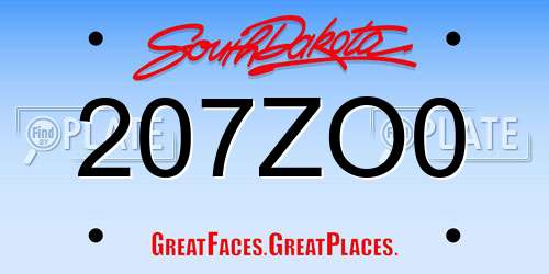 207ZO0 South Dakota License Plate