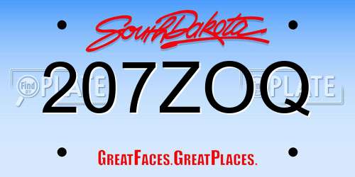 207ZOQ South Dakota License Plate