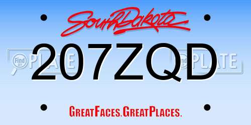 207ZQD South Dakota License Plate