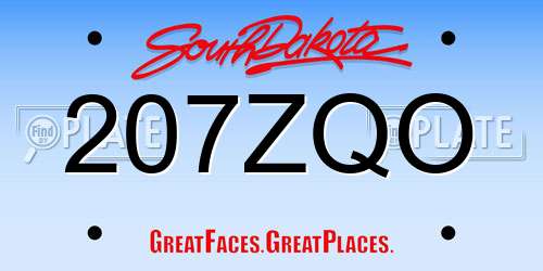 207ZQO South Dakota License Plate