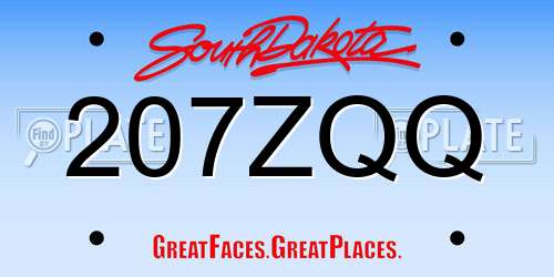 207ZQQ South Dakota License Plate